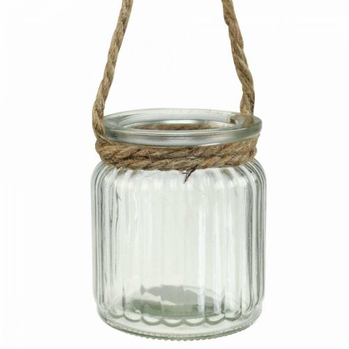 Floristik24 Vase en verre pour lanterne suspendue corde de verre Ø8cm H9cm