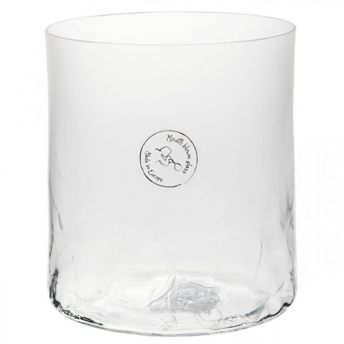 Floristik24 Vase cylindrique en verre Crackle clair, satiné Ø13cm H13,5cm