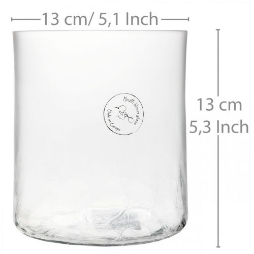 Floristik24 Vase cylindrique en verre Crackle clair, satiné Ø13cm H13,5cm