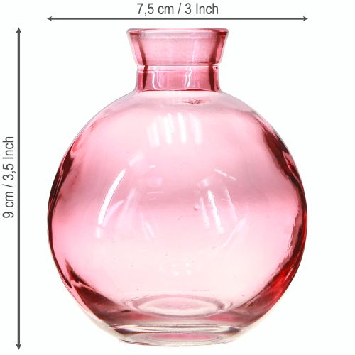 Article Vases en verre bombés Rose Mini vases Ø7,5cm H9cm 6pcs