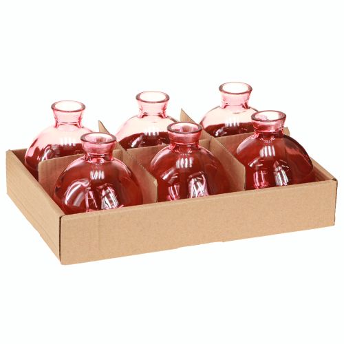 Article Vases en verre bulbeux roses rétro mini vases Ø7,5cm H9cm 6 pcs