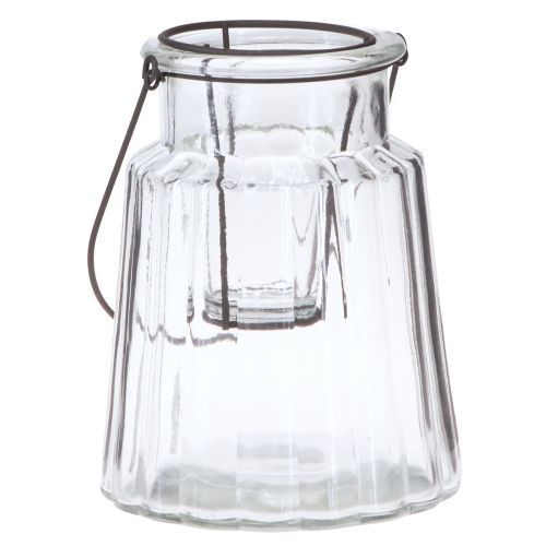 Article Lanterne en verre avec anse verre clair Ø14cm H18cm