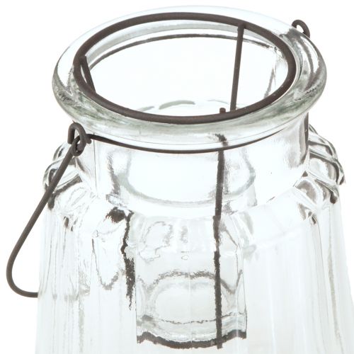 Article Lanterne en verre avec anse verre clair Ø14cm H18cm