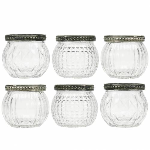 Floristik24 Lanterne en verre Ø6,5cm H5,5cm 6pcs