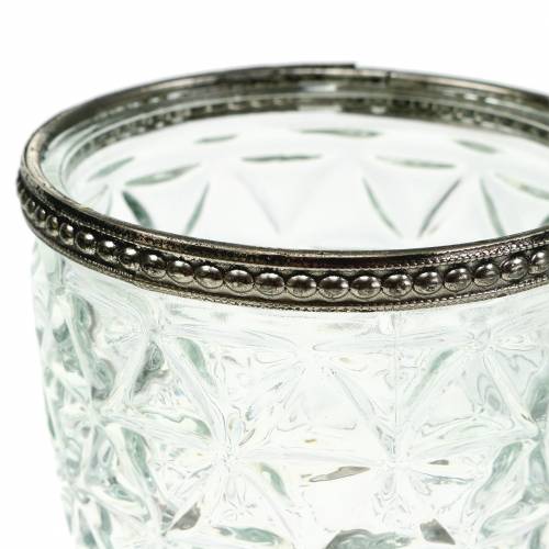 Floristik24 Lanterne en verre sur socle antique avec rebord en métal Ø9cm H13.5cm