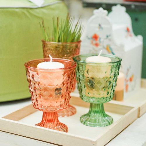 Floristik24 Lanterne en verre Ø11,5cmH15,5cm turquoise