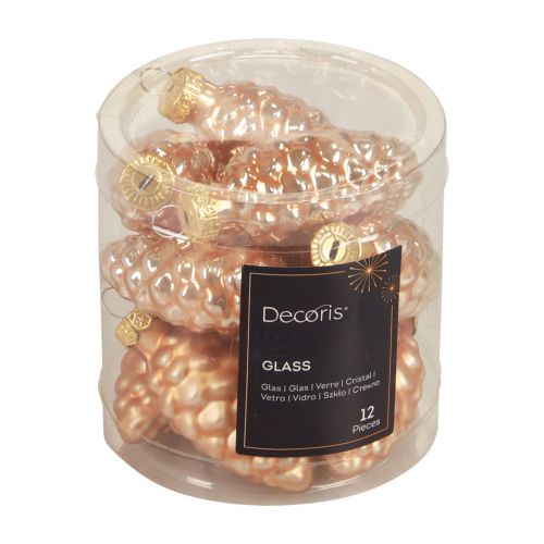 Article Cônes de Noël cônes en verre décoration en verre abricot H6,5cm 10 pcs