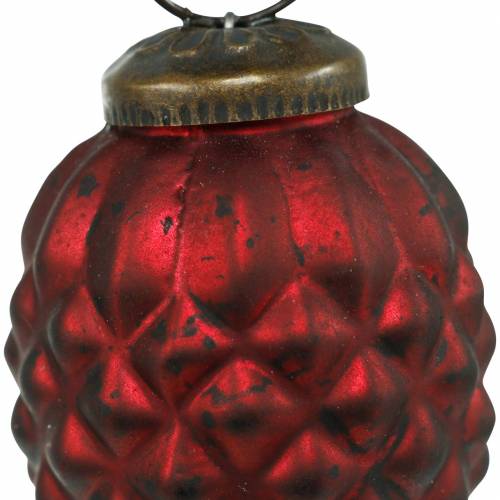 Floristik24 Décorations d'arbre cônes rouge verre véritable 6cm 3pcs