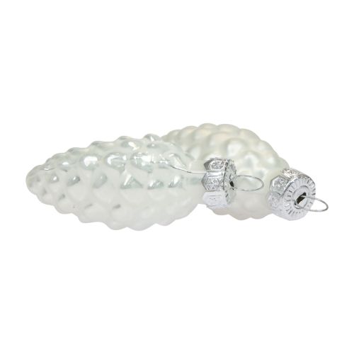 Cônes en verre Décorations de Noël verre blanc Ø2,5cm 6cm 10pcs