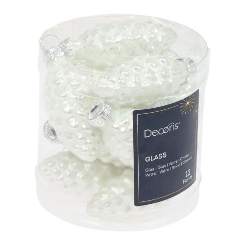 Floristik24 Cônes en verre Décorations de Noël verre blanc Ø2,5cm 6cm 10pcs