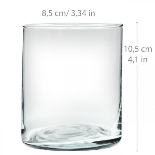 Article Vase en verre rond, cylindre en verre transparent Ø9cm H10.5cm