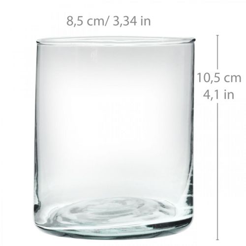 Floristik24 Vase en verre rond, cylindre en verre transparent Ø9cm H10.5cm