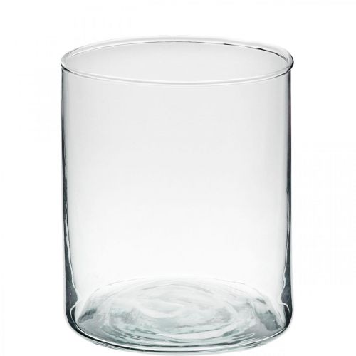 Vase en verre rond, cylindre en verre transparent Ø9cm H10.5cm