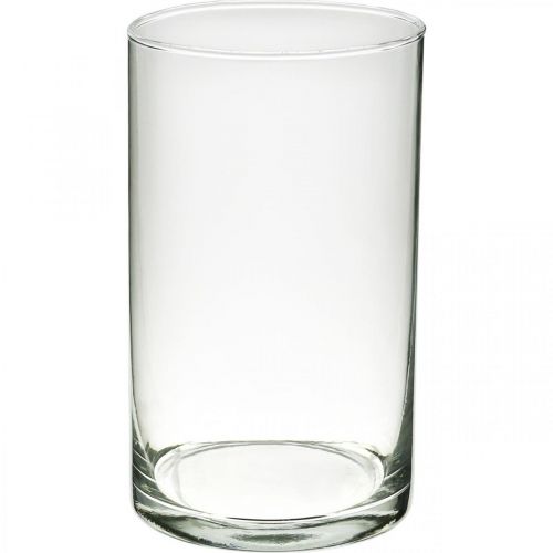 Article Vase en verre rond, cylindre en verre transparent Ø9cm H15,5cm