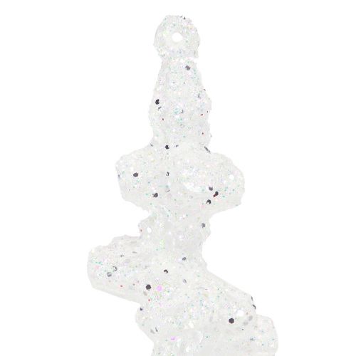 Article Glaçons pailletés à suspendre décoration d&#39;hiver blanc 24cm 8pcs