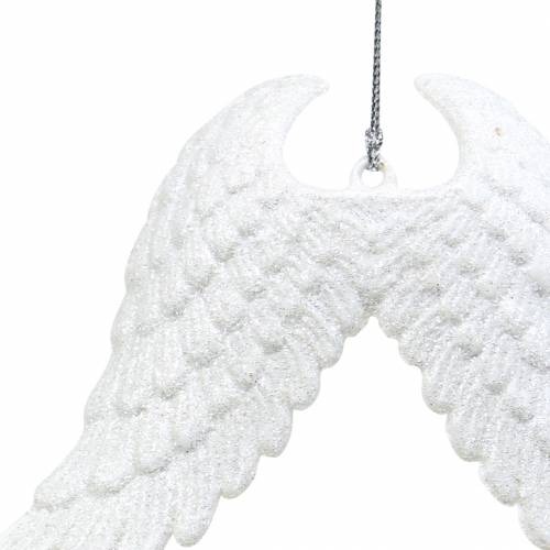 Floristik24 Décorations pour sapin de Noël ailes d'ange paillettes blanc 16cm 12pcs