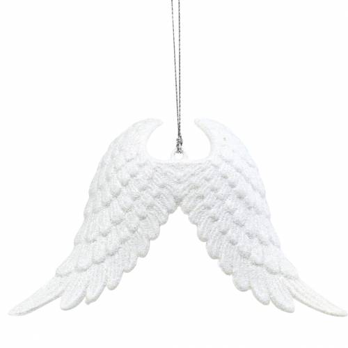 Floristik24 Décorations pour sapin de Noël ailes d'ange paillettes blanc 16cm 12pcs