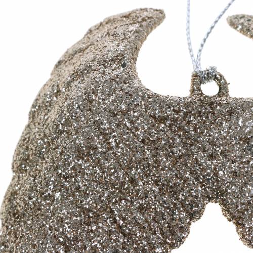 Floristik24 Décorations de sapin de Noël ailes d'ange paillettes champagne 16cm 12pcs