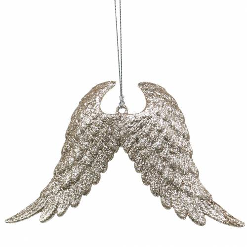 Floristik24 Décorations de sapin de Noël ailes d'ange paillettes champagne 16cm 12pcs