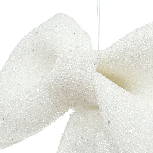 Floristik24 Nœud pailleté à suspendre blanc 32cm x 42cm
