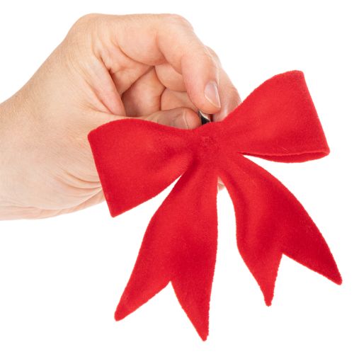 Lot de 4 nœuds rouges décoratifs avec clip en textile 11 cm | Floristik24.fr