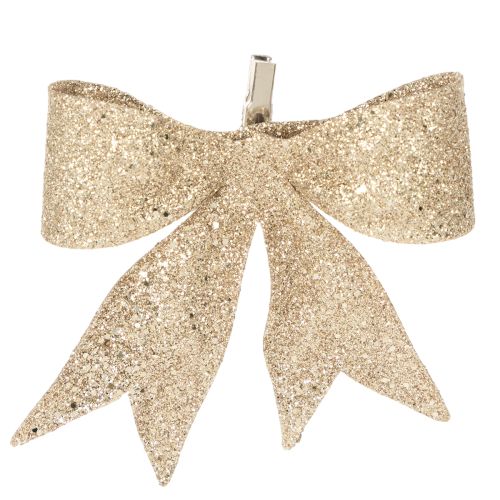 Lot de 4 nœuds pailletés dorés avec clip, 11 cm acheter | Floristik24.fr