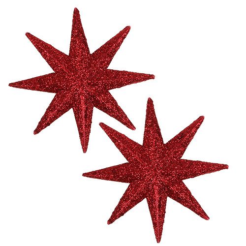 Floristik24 Etoile scintillante rouge Ø10cm 12pcs