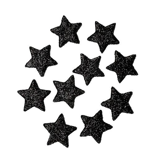 Floristik24 Étoile scintillante noire 2.5cm 100pcs