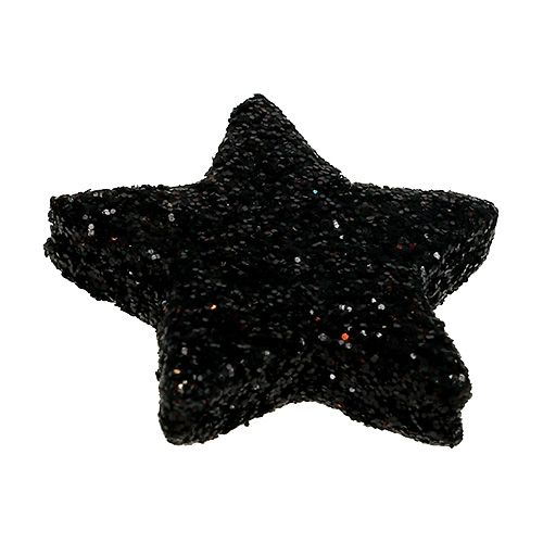 Floristik24 Étoile scintillante noire 2.5cm 100pcs