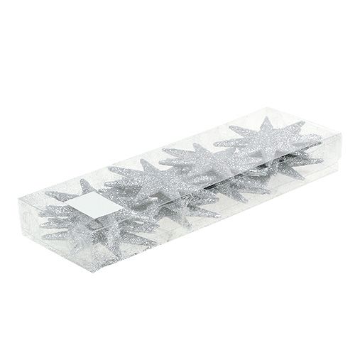 Article Étoile pailletée argent Ø10cm 12 pcs