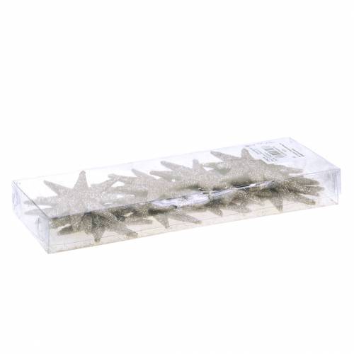 Article étoile déco Glitter Champagne 10cm 12pcs