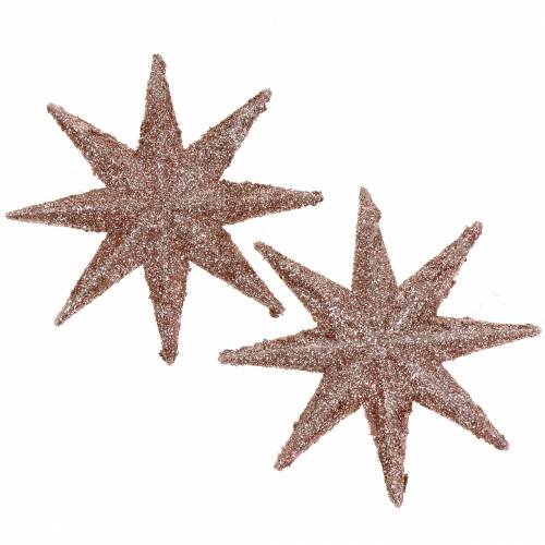 Étoile pailletée or rose 10cm 12 pcs