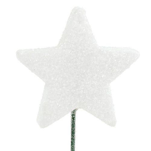 Floristik24 Paillettes étoiles sur fil blanc 4cm L22cm 60pcs