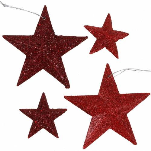 Floristik24 Étoile scintillante rouge mix 9,5/5cm 18 pcs
