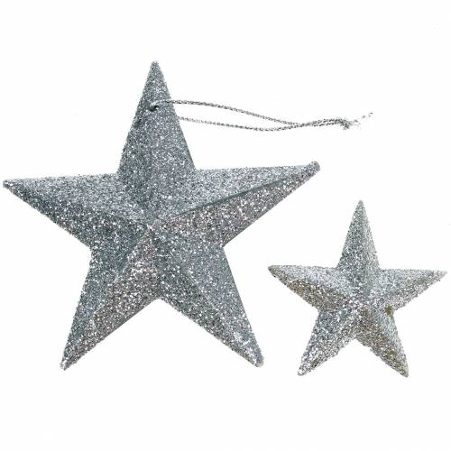 Étoile scintillante argent 9,5/5cm 18 pcs