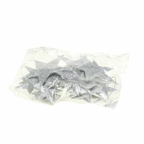 Article Étoile scintillante argent 9,5/5cm 18 pcs