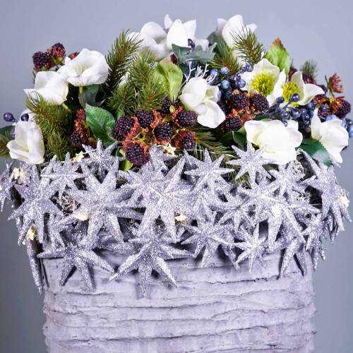 Article Étoile pailletée argent Ø10cm 12 pcs