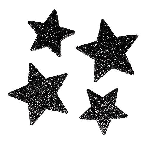 Glitter Stars Noir 4-5cm 40pcs | Floristik24.fr