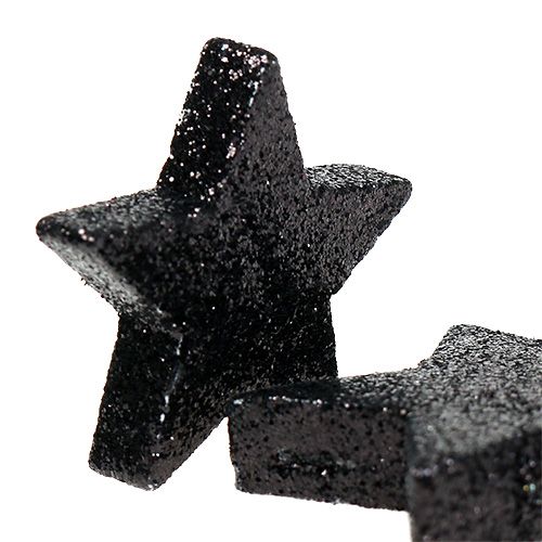 Glitter Stars Noir 4-5cm 40pcs | Floristik24.fr