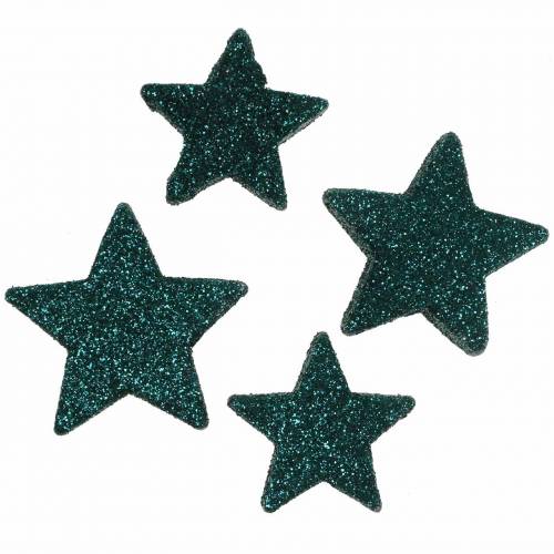 Étoiles scintillantes à saupoudrer d&#39;émeraude 4 / 5cm assorties 40pcs