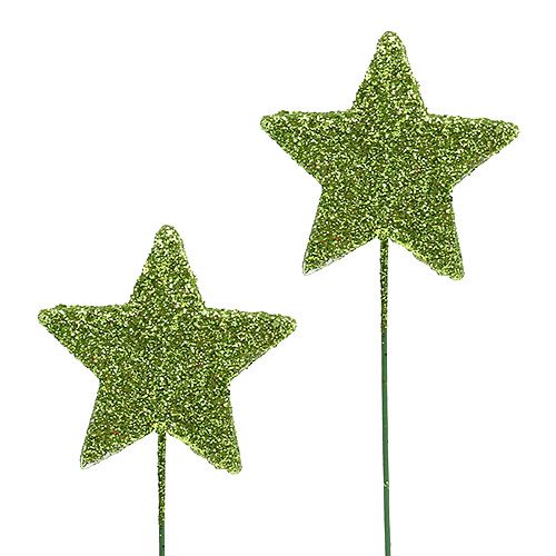 Floristik24 Étoiles scintillantes sur le fil vert 5cm 48pcs