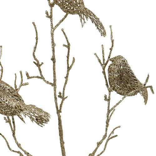 Article Branche pailletée avec oiseaux 75cm or