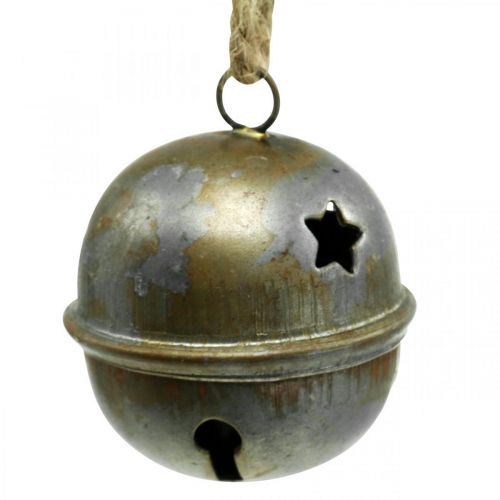 Floristik24 Cloches de Noël, cloches avec étoiles, décoration de l'avent en métal aspect antique H5,5cm Ø5cm 4pcs