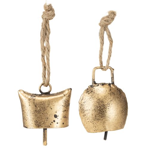 Cloches décoratives pour sapin de Noël en métal vintage doré 5 cm 8 pièces