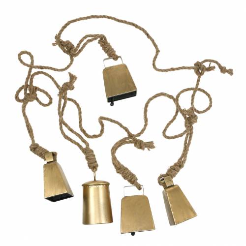 Set de sonnette à suspendre en métal laiton 8,2 / 9,5cm corde 240cm