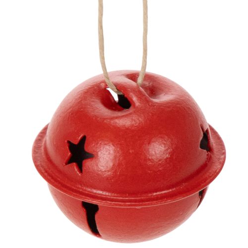 Lot de 9 clochettes décoratives en métal rouge avec motif étoile, diamètre 3 cm
