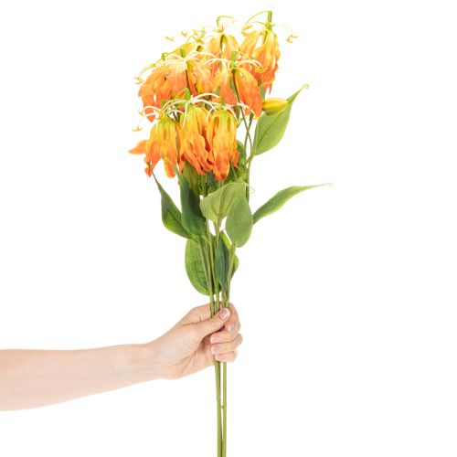 Fleurs artificielles Gloriosa orange 80 cm – Lot de 3 tiges | Floristik24.fr