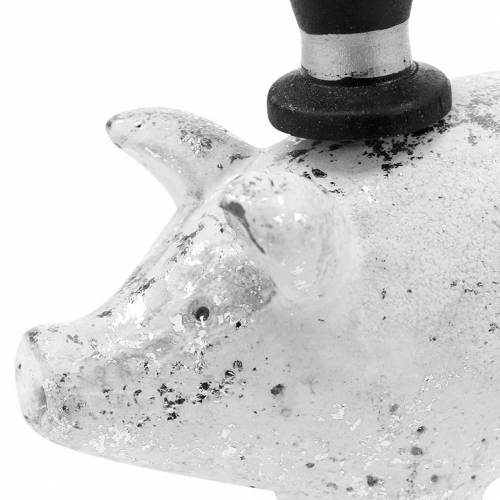 Floristik24 Cochon porte-bonheur avec cylindre argent 6,5 × 8cm 6pcs