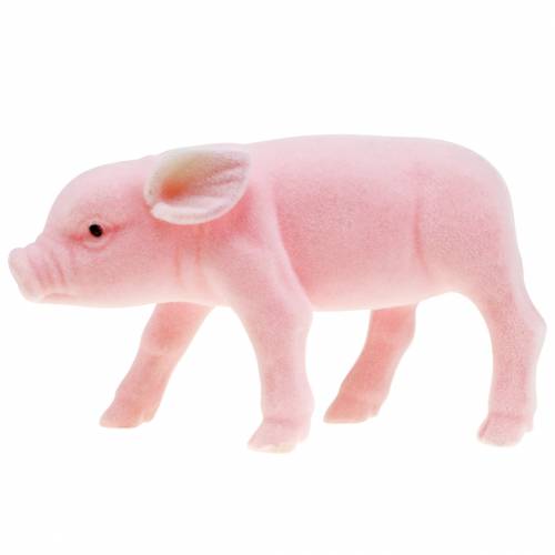 Cochon porte-bonheur rose floqué 20cm 3pcs