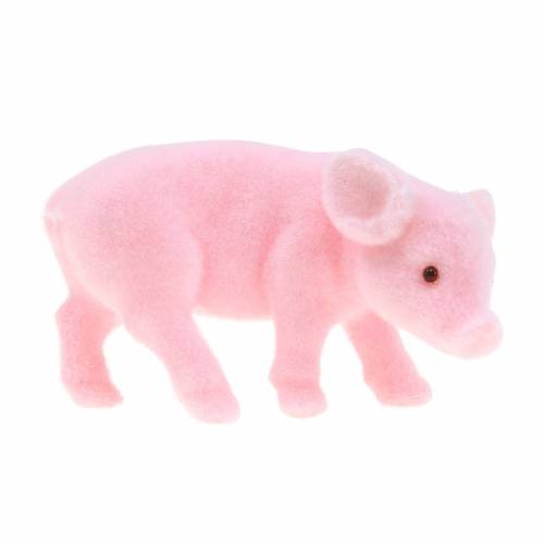 Floristik24 Cochon porte-bonheur rose floqué 9cm 6pcs